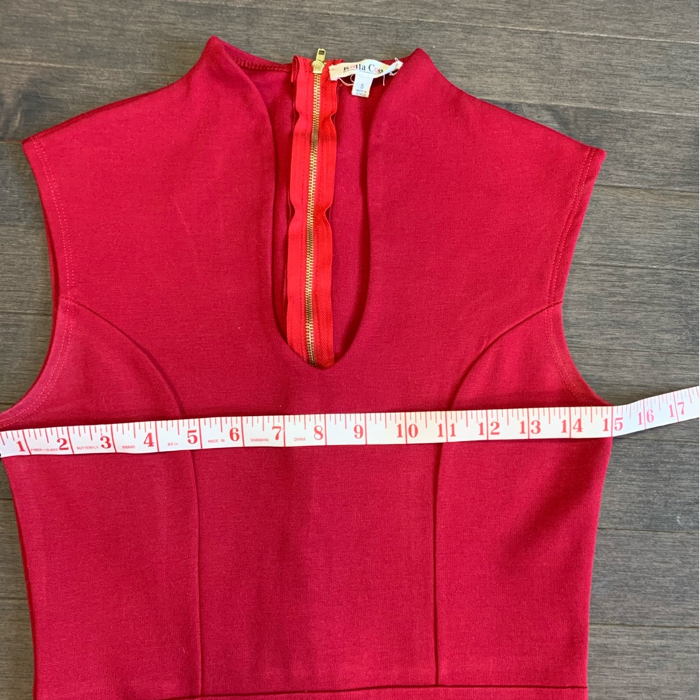 Red Deep Bust Line Dress Women’s S - Picture 2 of 7